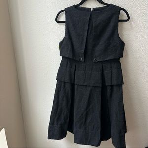 ANTHROPOLOGIE TULLE black wool layered sleeveless mini dress womens M